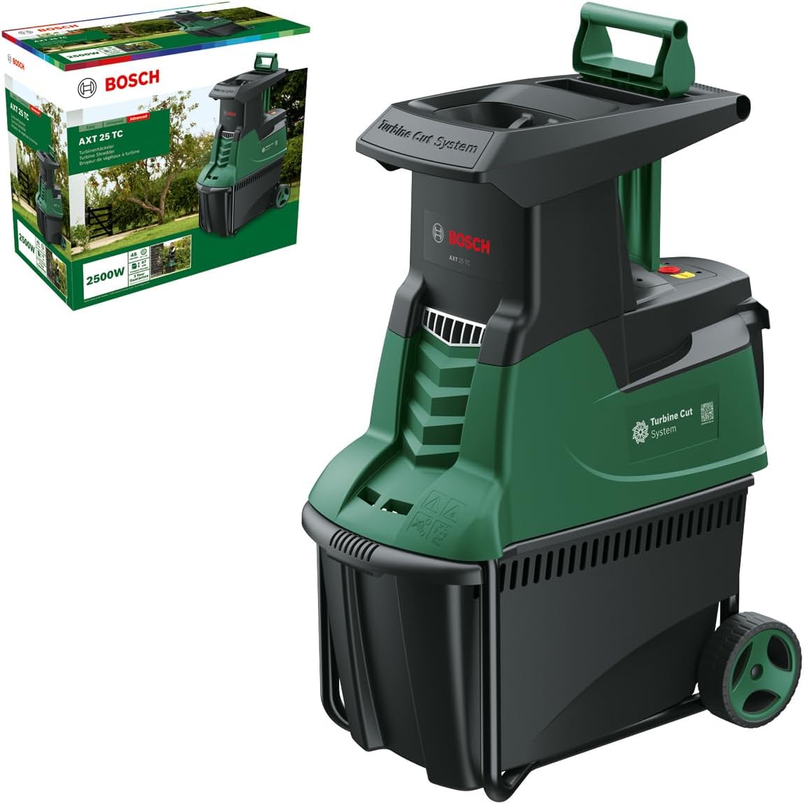 Bosch Turbinenhäcksler AXT 25 TC (2.500 W; geeignet für Holz und harte Gartenabfälle; inklusive Gartenhandschuhe; integrierte Fangbox 53 l; in Karton) – Edition