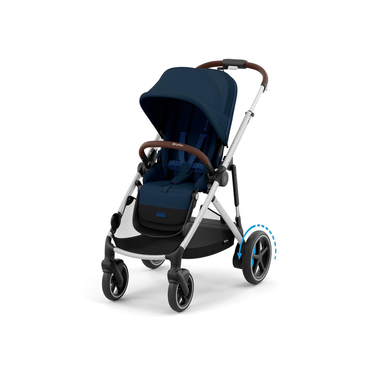 CYBEX Gold Kinderwagen e-GAZELLE S, Ab Geburt bis ca. 4 Jahre, Max. 22 kg (Single-Modus) / 2x 22 kg (Duo-Modus), All-in-1-System mit E-Antrieb und 20+ Konfigurationen, Moon Black