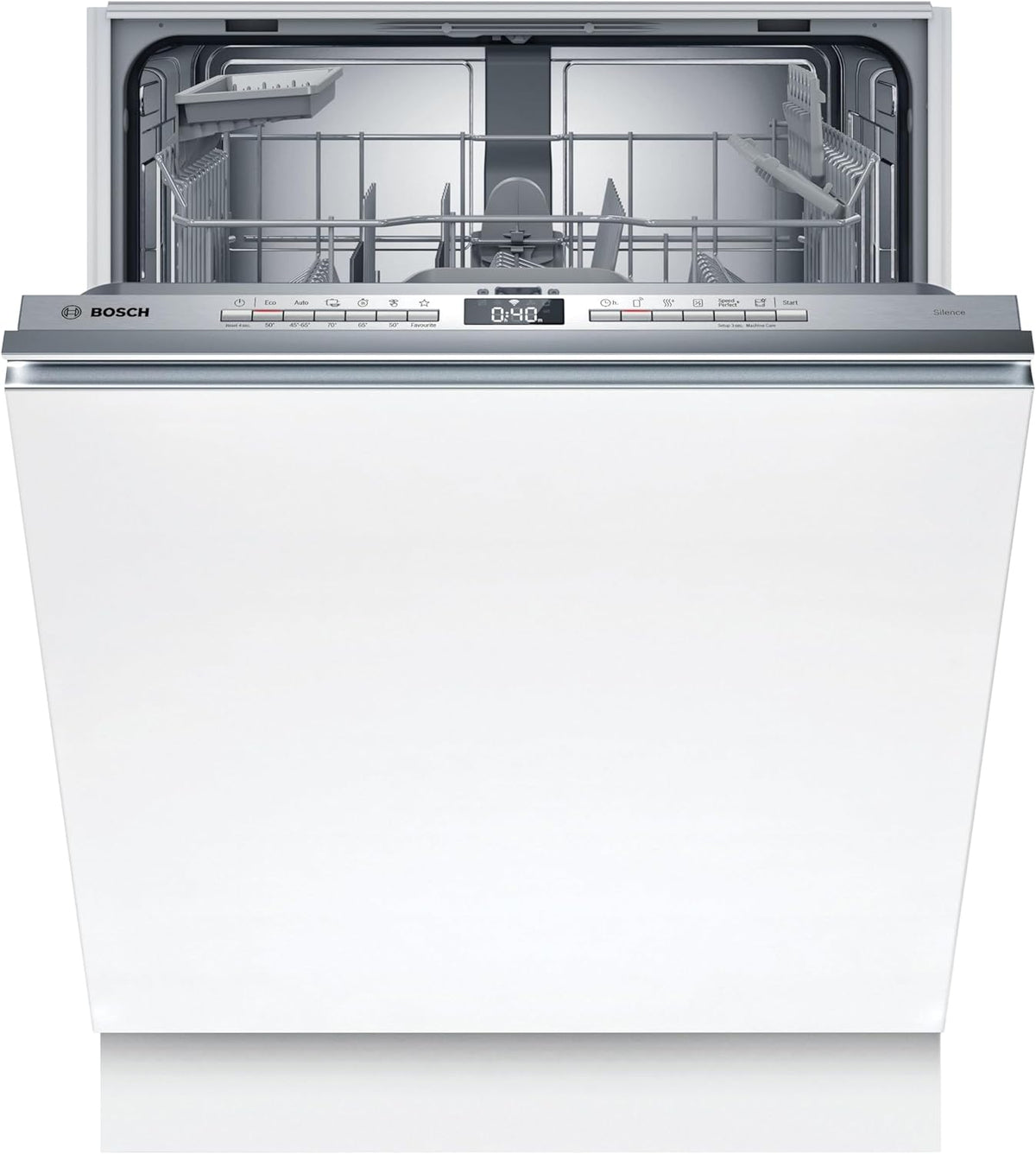 Bosch SMV4ETX08E, Serie 4, Smarter Geschirrspüler Vollintegriert 60 cm, Besteckkorb, Spülmaschine mit Programmassistent, besonders Leise, Rackmatic, Automatische Türöffnung, InfoLight, AquaStop
