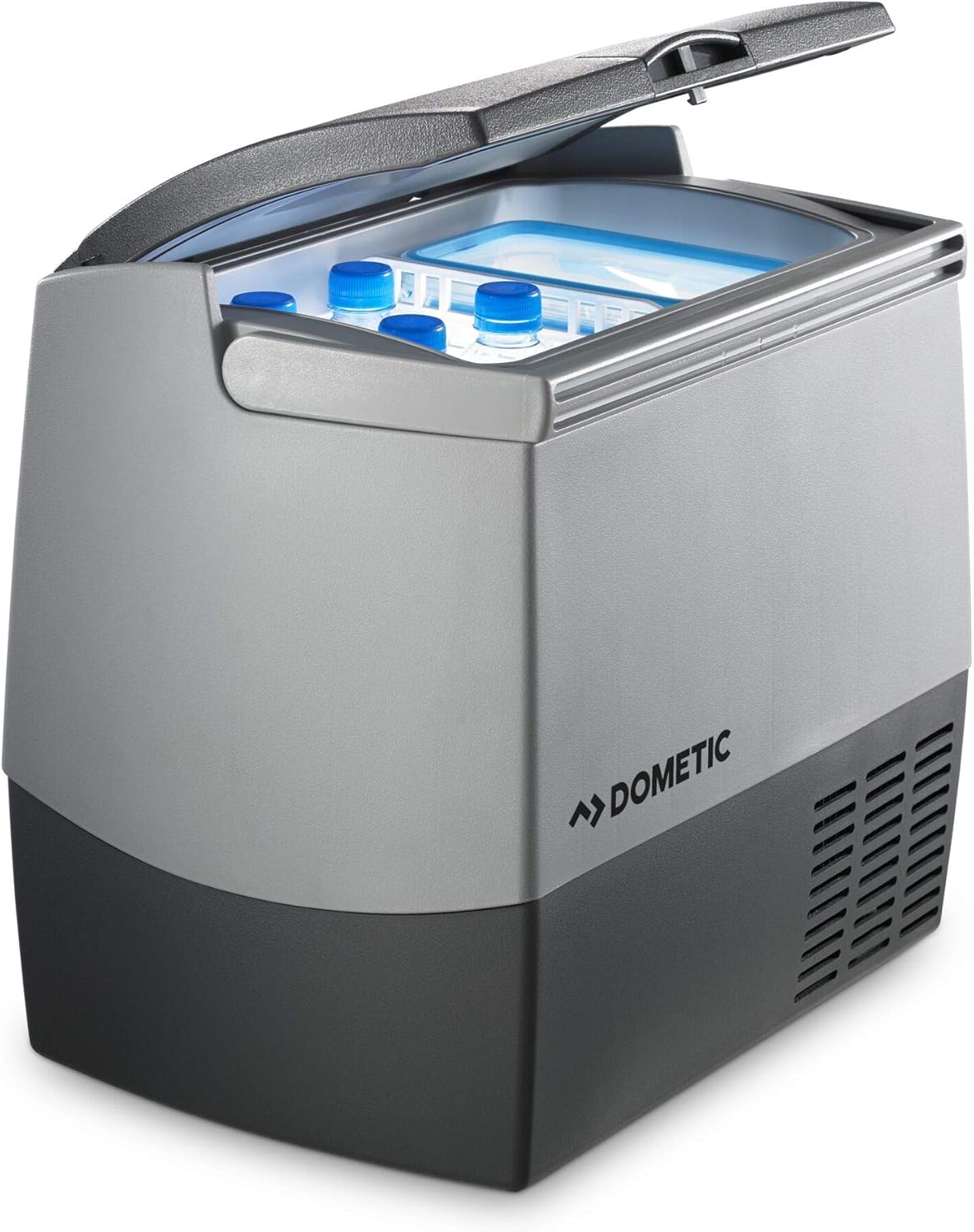 DOMETIC CoolFreeze CDF 36, tragbare elektrische Kompressor-Kühlbox/Gefrierbox, 31 Liter, 12/24 V für Auto, LKW oder Boot mit Batteriewächter, Grau