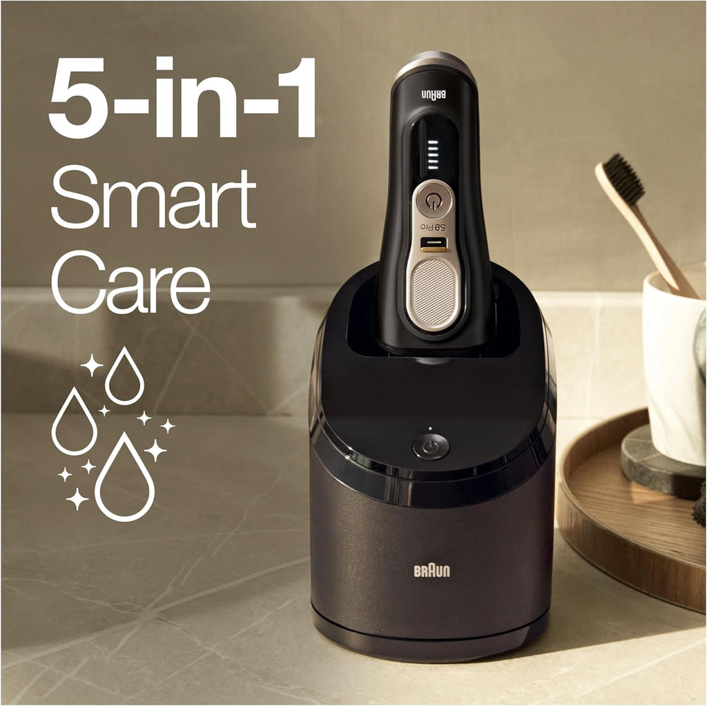 Braun Series 9 Pro Premium Rasierer Herren mit 4+1 Scherkopf, Elektrorasierer & ProLift Trimmer, PowerCase, 5-in-1 Reinigungsstation, 60 Min Laufzeit, Made in Germany, 9477cc, silber