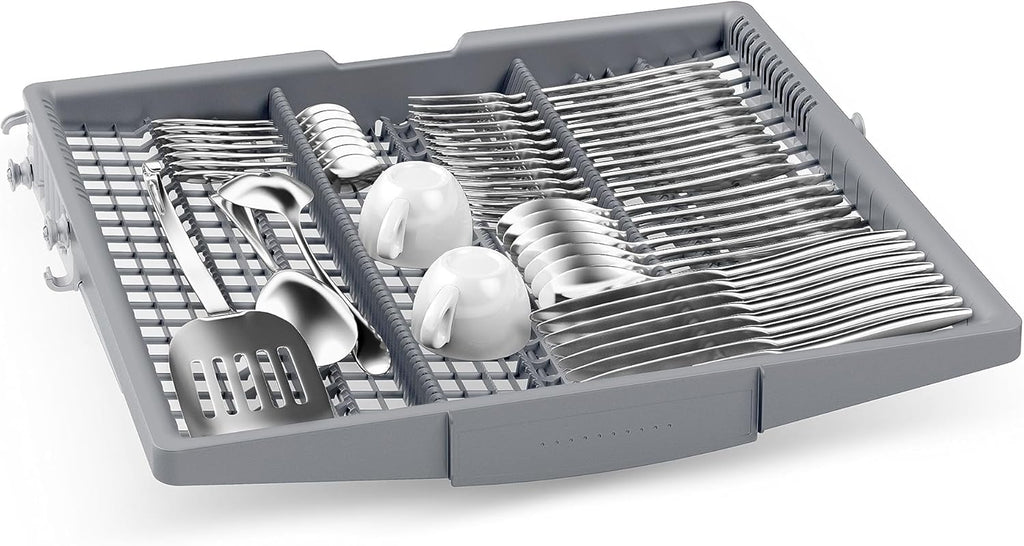 Bosch SMU4ECS28E, Serie 4, Smarter Unterbau-Geschirrspüler 60 cm, Besteckschublade, Spülmaschine Made in Germany, besonders Leise, Extra Trocknen, schneller sauberes Geschirr, Ferndiagnose, Edelstahl