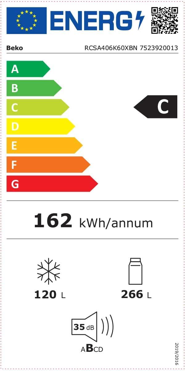 Beko RCNE366E70ZXBRN bPRO700 freistehende Kühl-/Gefrierkombination, großer Kühlschrank, 323 l Gesamtrauminhalt, HarvestFresh, NoFrost, leise, SmoothFit, 0°C-Zone, Dark Inox