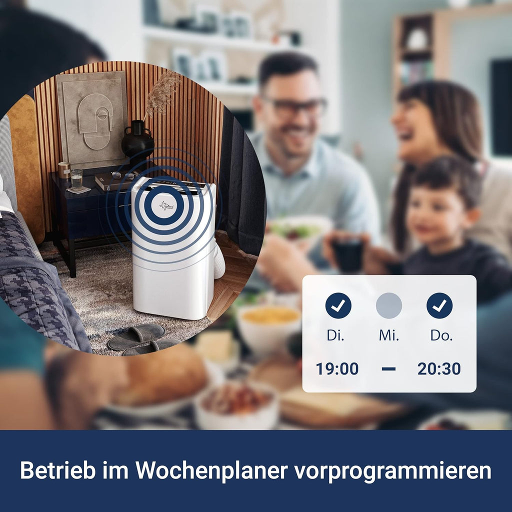 SUNTEC Mobiles Klimagerät Impuls 2.6 Eco R290 – Klimaanlage mobil und leise mit Abluftschlauch – Kühler & Entfeuchter für Räume bis 34 qm – Mobile Kühlung für Wohnung & Büro – 9.000 BTU | 2600 Watt
