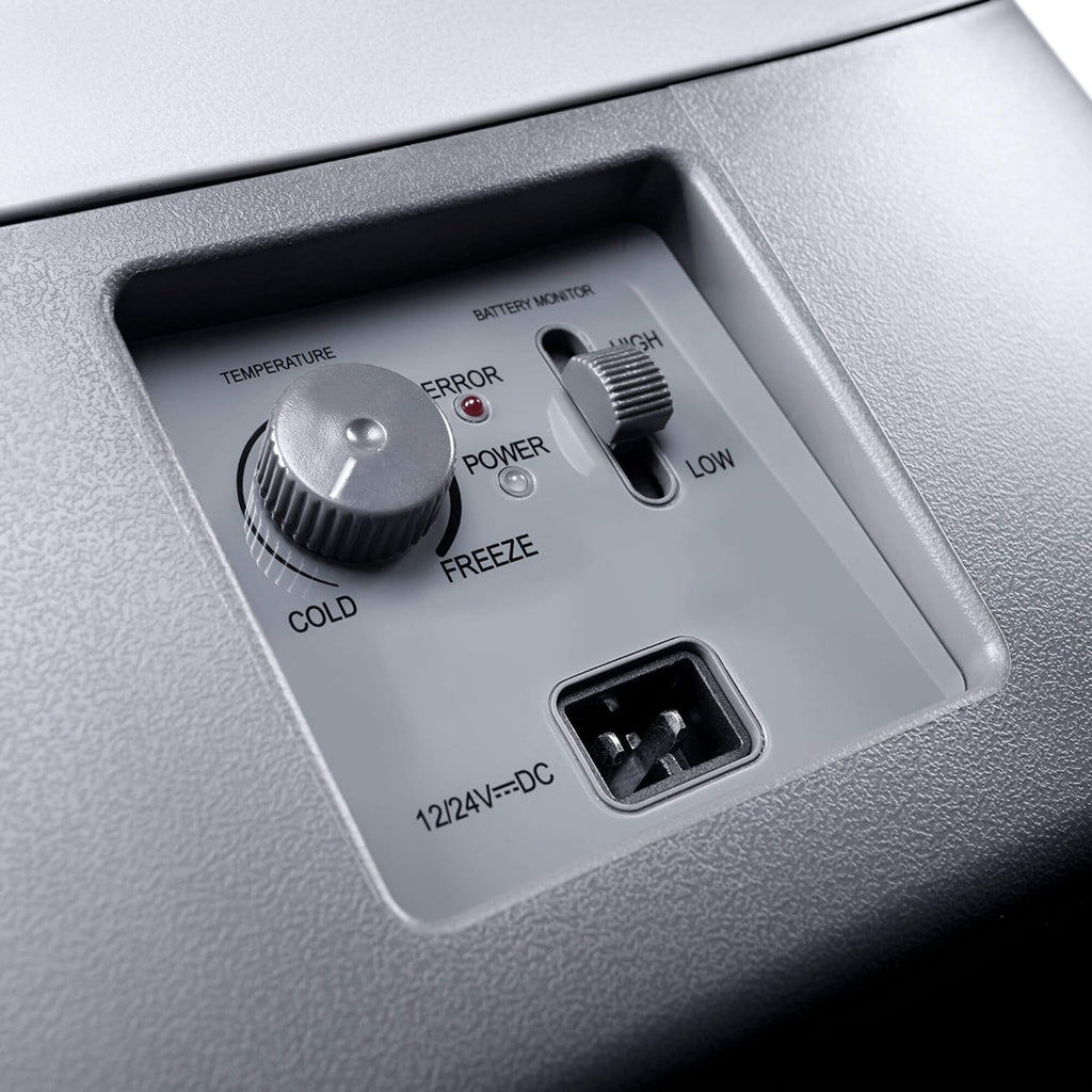 DOMETIC CoolFreeze CDF 36, tragbare elektrische Kompressor-Kühlbox/Gefrierbox, 31 Liter, 12/24 V für Auto, LKW oder Boot mit Batteriewächter, Grau