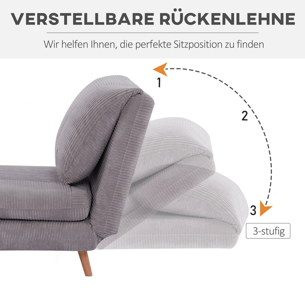 HOMCOM Schlafsessel Schlafsofa 2-in-1 verstellbare Rückenlehne Hellgrau