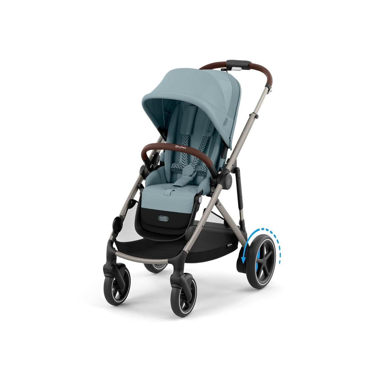 CYBEX Gold Kinderwagen e-GAZELLE S, Ab Geburt bis ca. 4 Jahre, Max. 22 kg (Single-Modus) / 2x 22 kg (Duo-Modus), All-in-1-System mit E-Antrieb und 20+ Konfigurationen, Moon Black