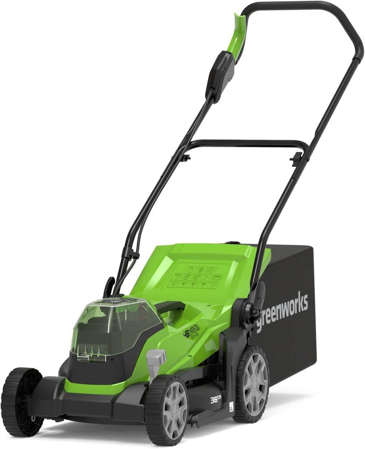 Greenworks 48V (2x24V) Selbstfahrender Akku Rasenmher für groe Flchen bis zu 480m, 46cm Schnittbreite, 55L Sack PLUS zwei 4Ah-Akkus und Doppelladegert GD24X2LM46SPK4X