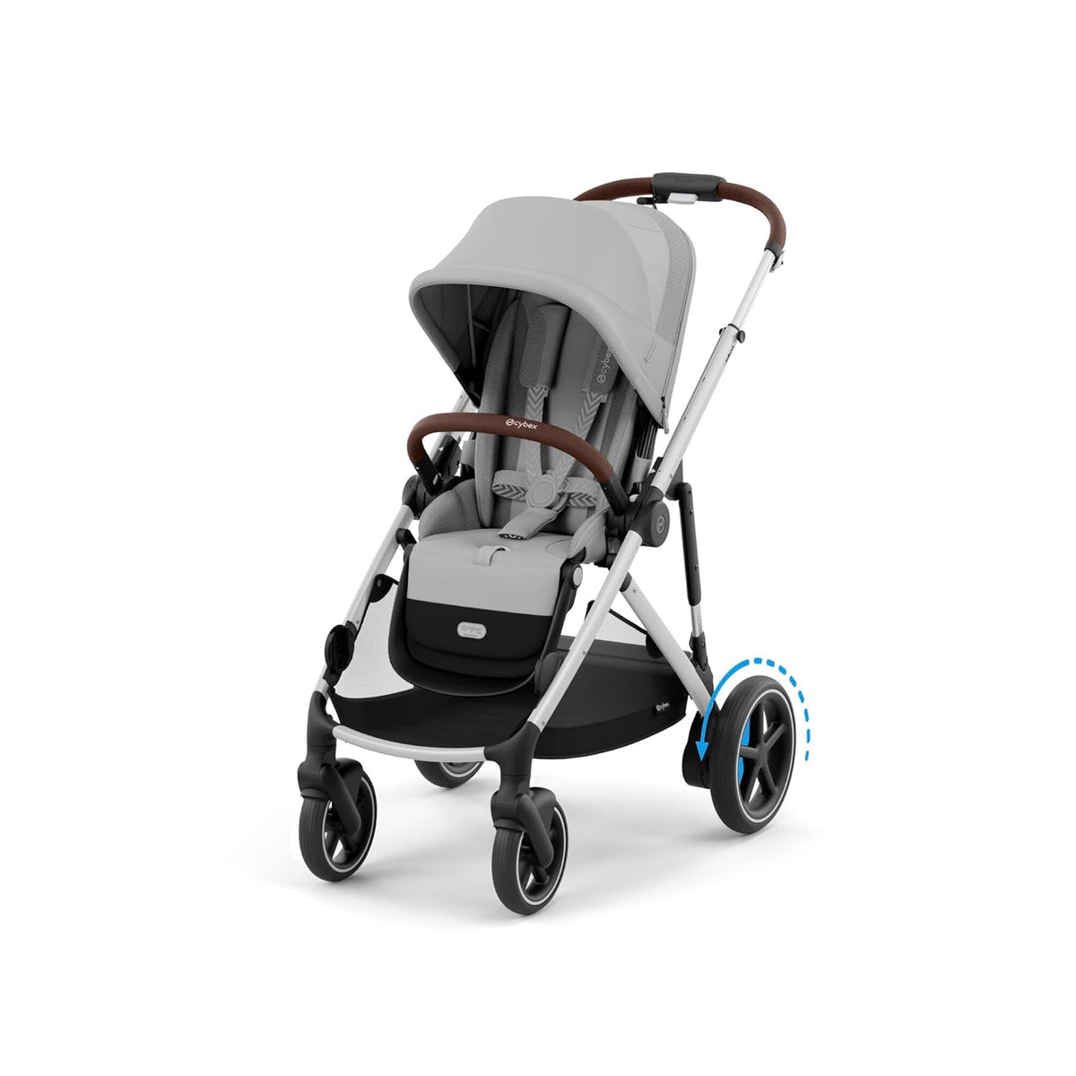 CYBEX Gold Kinderwagen e-GAZELLE S, Ab Geburt bis ca. 4 Jahre, Max. 22 kg (Single-Modus) / 2x 22 kg (Duo-Modus), All-in-1-System mit E-Antrieb und 20+ Konfigurationen, Moon Black