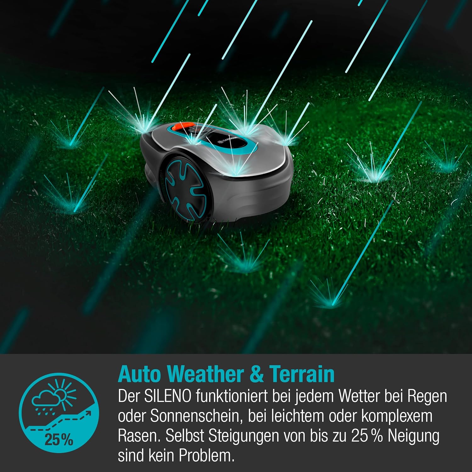 Gardena Mhroboter SILENO minimo 500 m: intelligenter Rasenmher mit optimaler Konnektivitt, mit Gardena Bluetooth App programmierbar, DE-Version (15202-20)