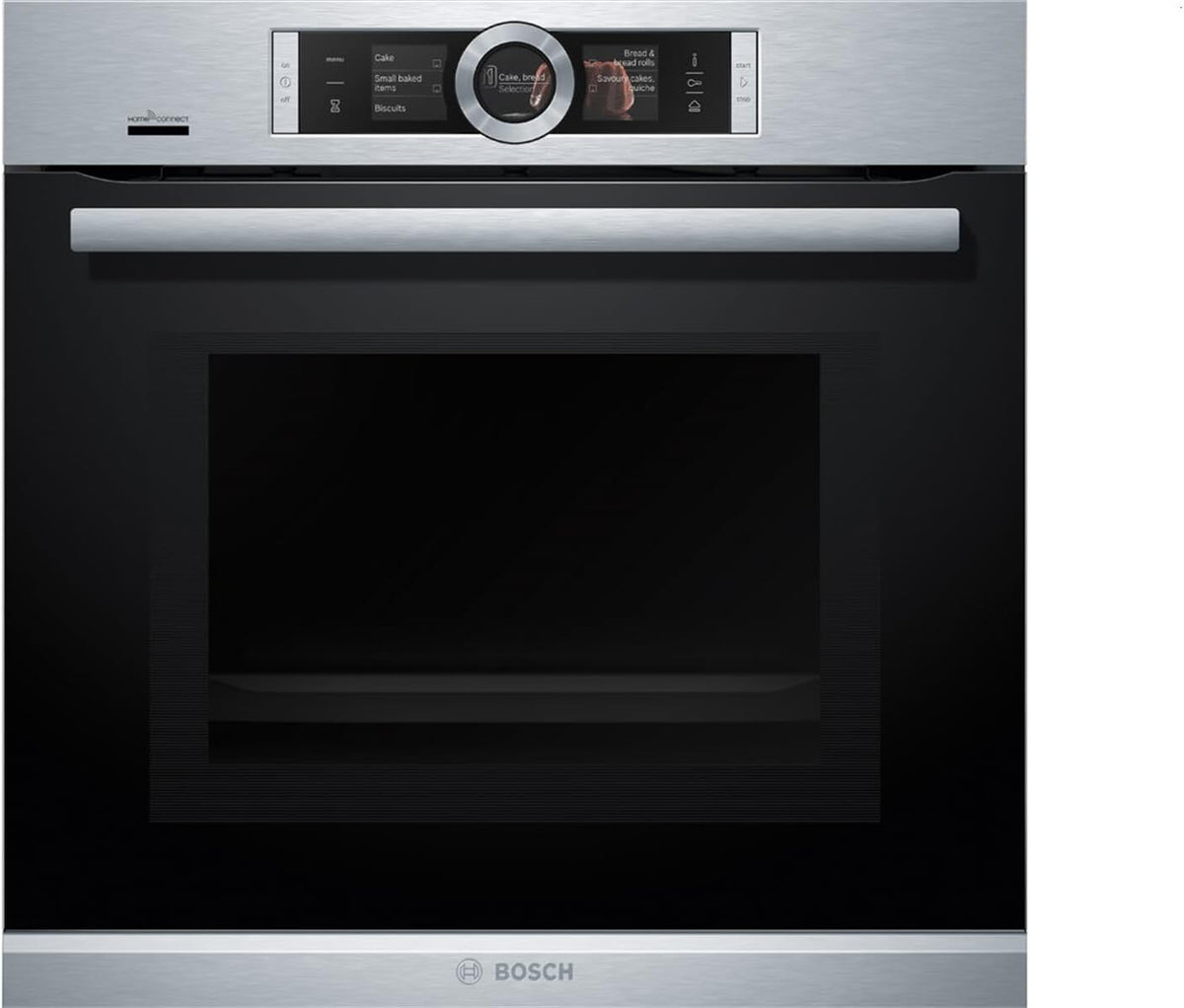 Bosch HMG7361B1, Serie 8 smarter Einbau-Backofen mit Mikrowellenfunktion, 60 x 60 cm, Made in Germany, Schwarz, Air Fry, Digitaler Bedienring, Touchdisplay, Automatikprogramme, Reinigungsunterstützung