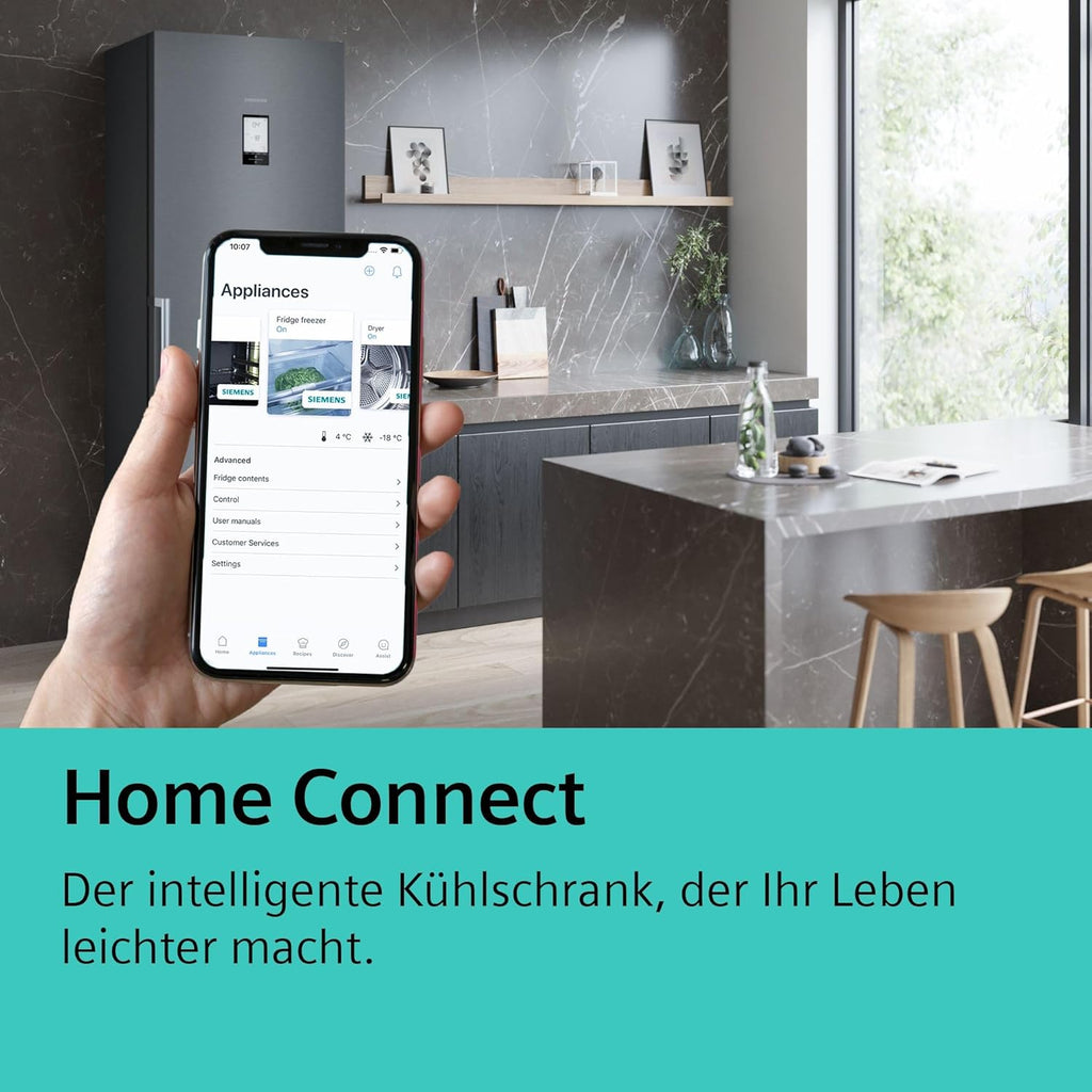 SIEMENS KF96NVPEA iQ300 Multi-Door-Kühlschrank, 183 x 91 cm, 405 L Kühlen & 200 L Gefrieren, hyperFresh längere Frische, noFrost nie wieder abtauen, superCooling schnellere Kühlung