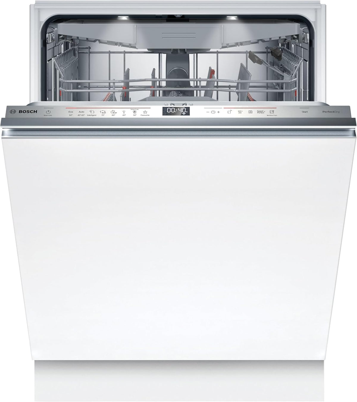 Bosch SMU4ETS08E, Serie 4, Smarter Unterbau-Geschirrspüler 60 cm, Besteckkorb, Spülmaschine mit Programmassistent, besonders Leise, höhenverstellbarer Oberkorb, Automatische Türöffnung, Edelstahl
