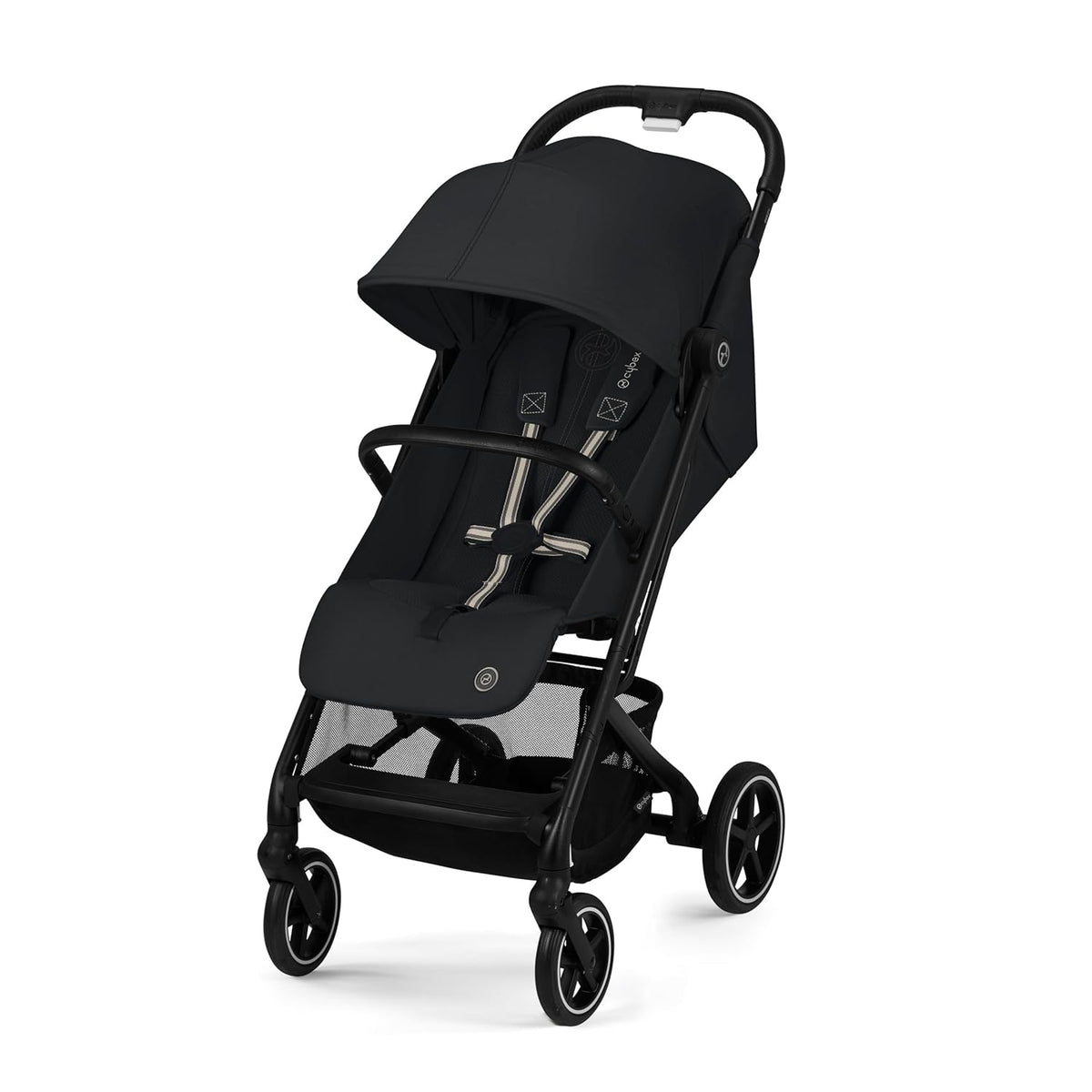 Cybex Gold Kinderwagen Beezy mit One-Pull Harness, Ab Geburt bis ca. 4 Jahre (max. 22 kg), Kompakt und ergonomisch, Almond Beige (Beige mit schwarzem Rahmen)
