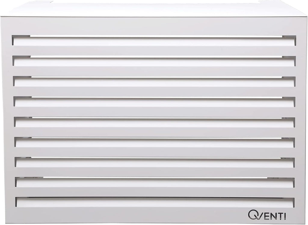 Qventi Abdeckung für Klimaanlage - Anthrazit/Grau - Aluminium - Schutzgitter - Verkleidung - Einfache Montage - Größe S - Außenmaße (LxBxH): 100 x 50 x 75 cm