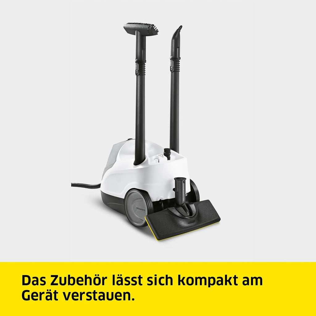 Krcher Dampfreiniger SC 5 EasyFix Iron Plug mit Heiwasser-Zuschaltung, Dampfdruck: 4,2 bar, Aufheizzeit: 3 min., Flche: ca. 150 m, Tank: 0,5 l + 1,5 l, Bodenreinigungsset EasyFix und Düsen
