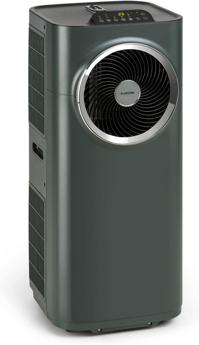 Klarstein Mobile Klimaanlage mit Abluftschlauch, 5-in-1 Klimagerät, Ventilator, Luftentfeuchter, Luftreiniger & Nachtmodus, App-Steuerung, Kleine & Portable für Wohnung & Büro, 12000 BTU