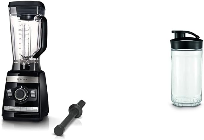 Bosch Standmixer VitaBoost MMBH6P6BDE, 6-Klingen-Edelstahlmesser, 2,5l Tritan-Mixbehlter, Stopfer, 6 Automatikprogramme, Rezeptbuch, BPA-frei, einfache Reinigung, 45,000 U/min, 1600 W, schwarz
