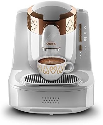 Arzum Okka Türkischer Kaffeemaschine, Vollautomatisch, 3 Tassen Größen, Selbstreinigungsfunktion, 950 ml Wassertank, Überschutzsensor, Kompaktes Design, Schwarz-Gold