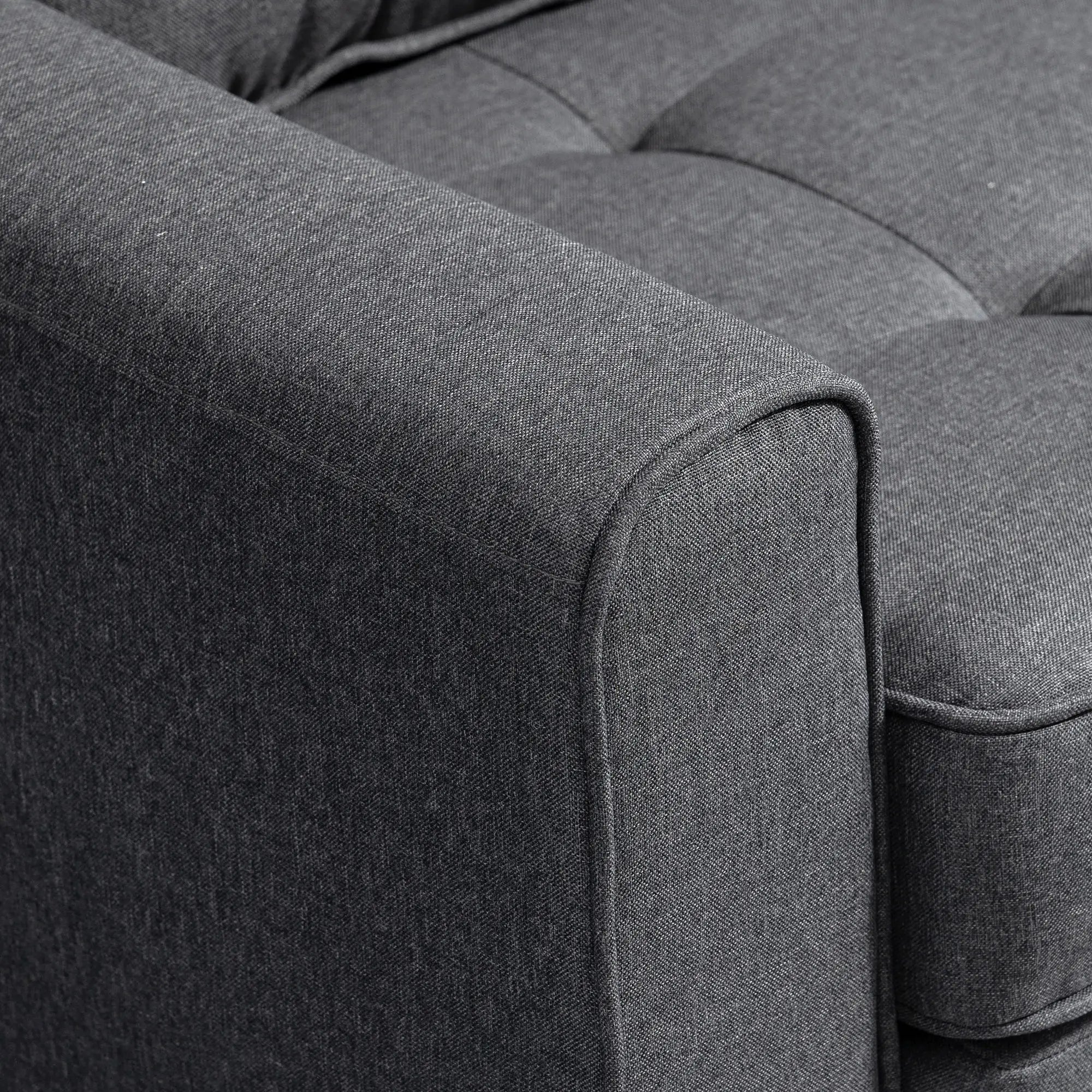 HOMCOM Schlafsofa 2-Sitzer ausziehbar Massivholz Federung Grau