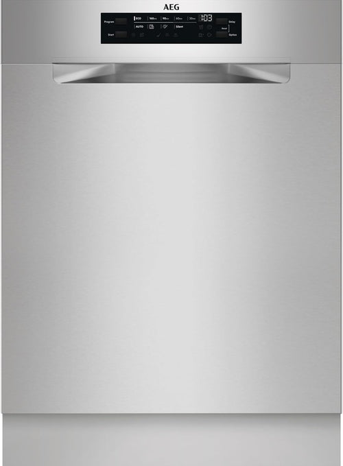 AEG Vollintegrierter Geschirrspüler 60cm, Spülmaschine Serie 7000: mit Glasschutz, Energieklasse A, Besteckschublade, personalisierte Zeit-Steuerung, leise 41dB, ComfortRails, Wasserstopp, FSE7676AP