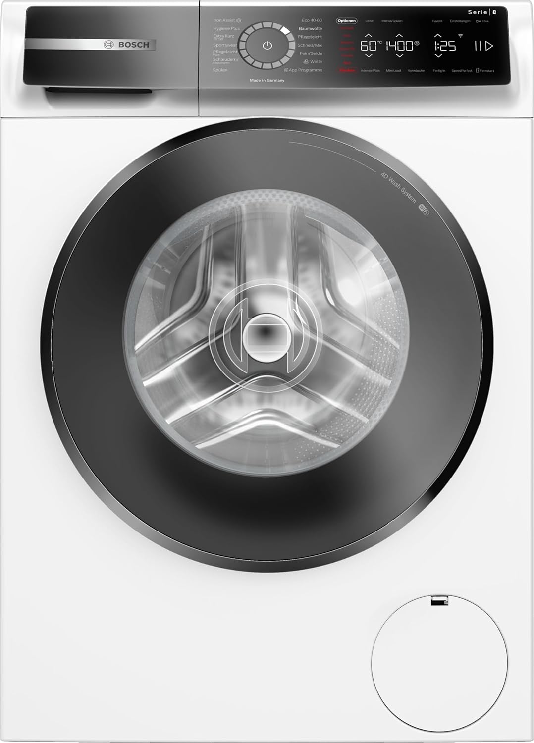 Bosch WGB244010, Serie 8, Smarte Frontlader Waschmaschine, 9 kg, 1400 UpM, Made in Germany, intelligente Waschmittel Dosierung i-Dos, entfernt 16 Fleckenarten, SpeedPerfect, spart Wasser & Energie