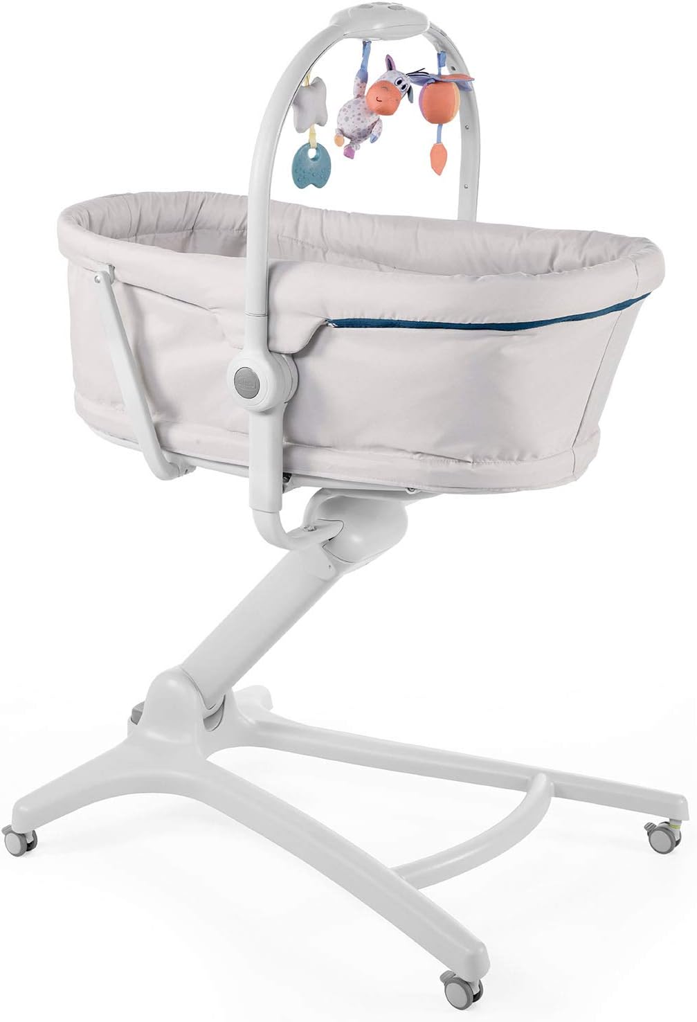 Chicco Baby Hug 4 in 1 Stubenwagen ab 0 Monate, Erhöhte Babyliege, Babybett, Hochstuhl mit Spielbogen, bis 15 kg, Verstellbare Rückenlehne, Verstellbare Höhe und 4 Räder