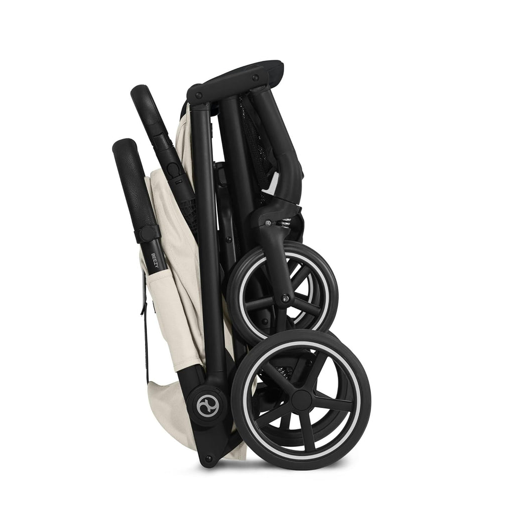 Cybex Gold Kinderwagen Beezy mit One-Pull Harness, Ab Geburt bis ca. 4 Jahre (max. 22 kg), Kompakt und ergonomisch, Almond Beige (Beige mit schwarzem Rahmen)
