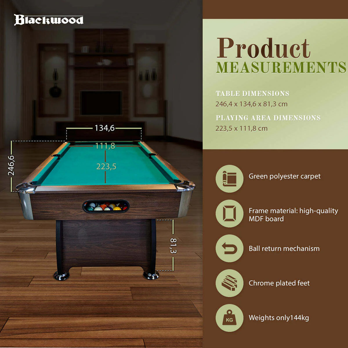 Blackwood Billardtisch Official 8'
