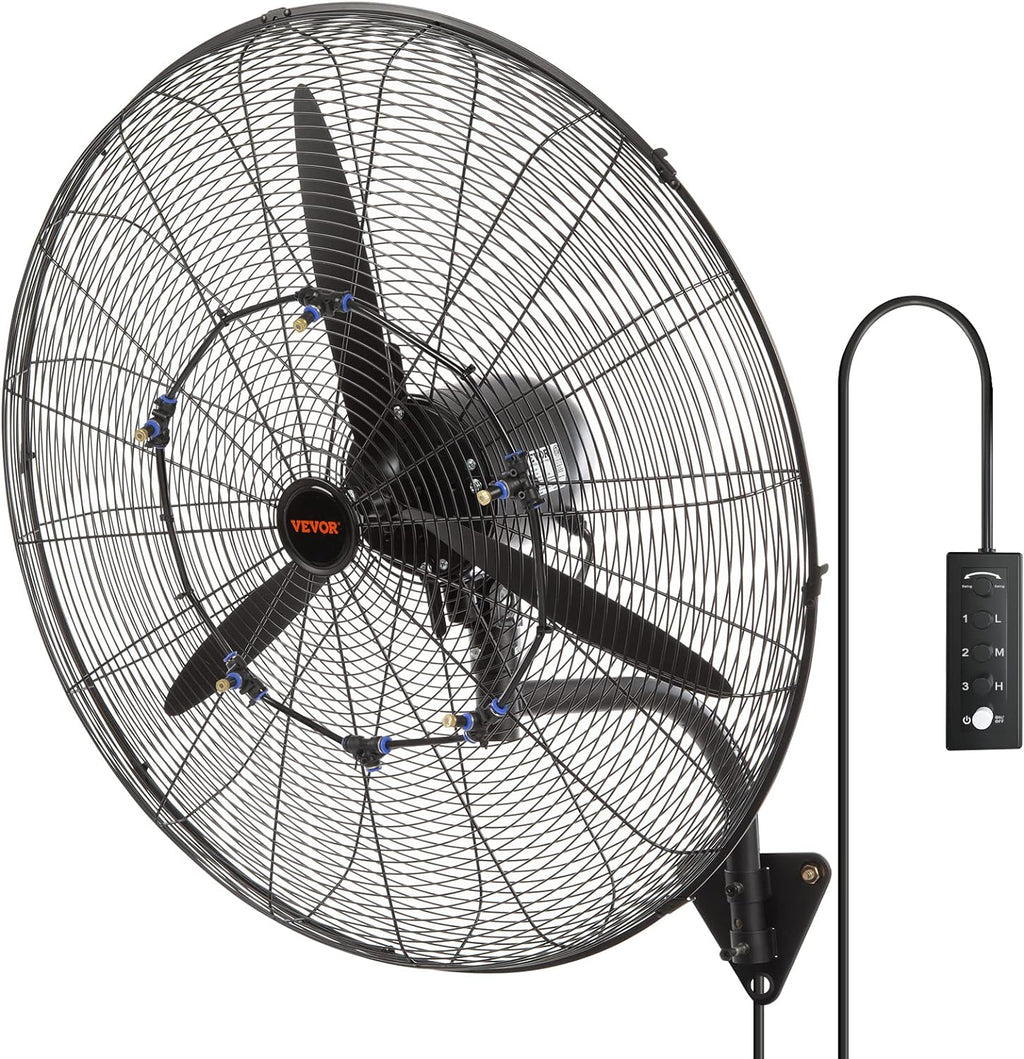 VEVOR Nebelventilator, 74,9 cm, wasserdichter Industrieventilator, 3 Geschwindigkeiten, 9500 CFM, gewerblicher oder privater Ventilator zur Kühlung von Lagerhäusern, Gewächshäusern, Werkstätten