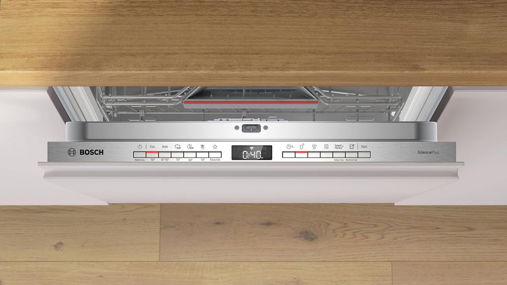 Bosch SMU4ECS28E, Serie 4, Smarter Unterbau-Geschirrspüler 60 cm, Besteckschublade, Spülmaschine Made in Germany, besonders Leise, Extra Trocknen, schneller sauberes Geschirr, Ferndiagnose, Edelstahl