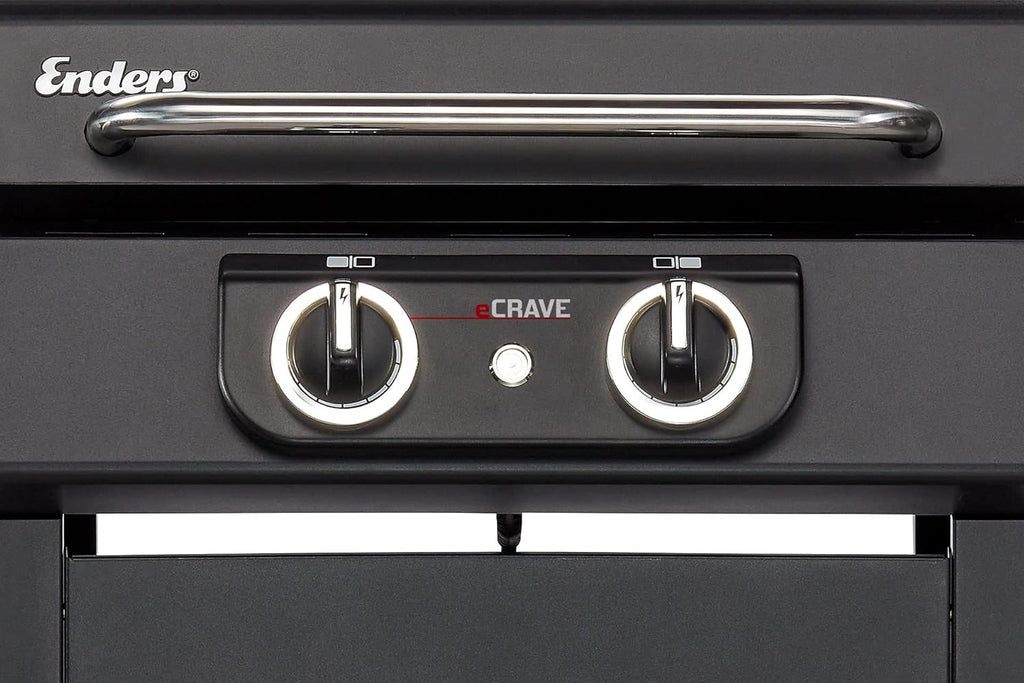 Enders® Elektrogrill eCRAVE 2, mit Gussrost, Grillwagen mit viel Stauraum, SIMPLE CLEAN™ Reinigungssystem, 2 leistungsstarke Heizelemente, formstabile Garhaube mit integriertem Thermometer #97116