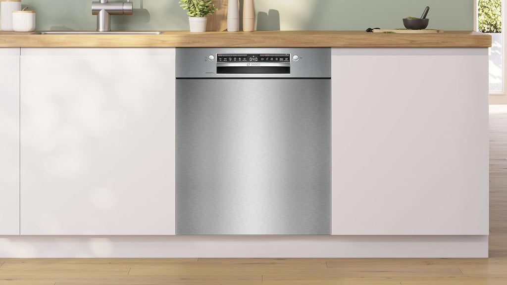Bosch SMU4ECS28E, Serie 4, Smarter Unterbau-Geschirrspüler 60 cm, Besteckschublade, Spülmaschine Made in Germany, besonders Leise, Extra Trocknen, schneller sauberes Geschirr, Ferndiagnose, Edelstahl