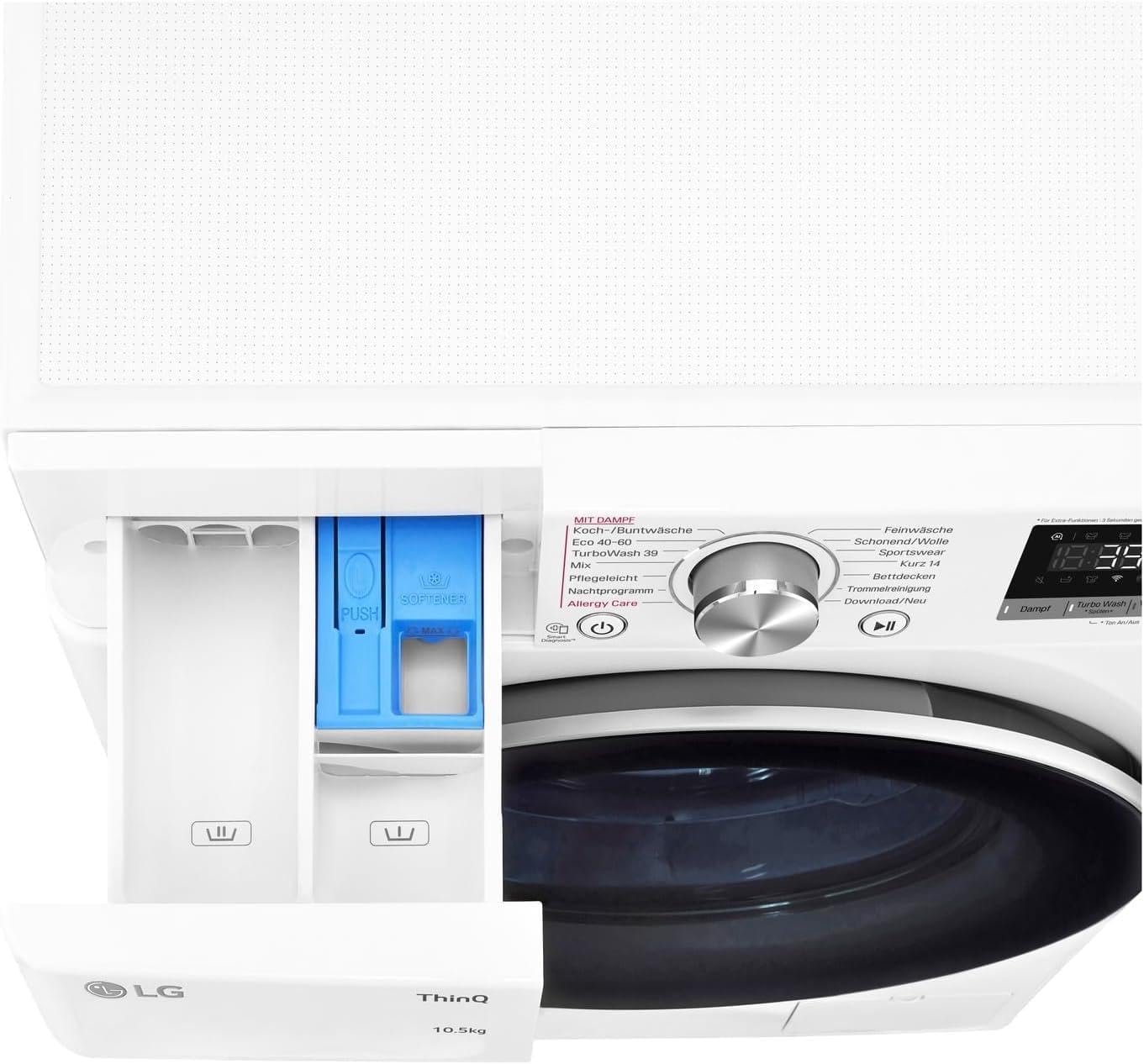 LG F4WV7080, Klasse A, Frontlader-Waschmaschine 8 kg, 1400 U/Min, AI Direct Drive, Wi-Fi, Tiefenreinigung mit Dampf, Groe Kapazitt, TRIPLE A, Auentür aus Sicherheitsglas, 62 x 60 x 85 cm Wei