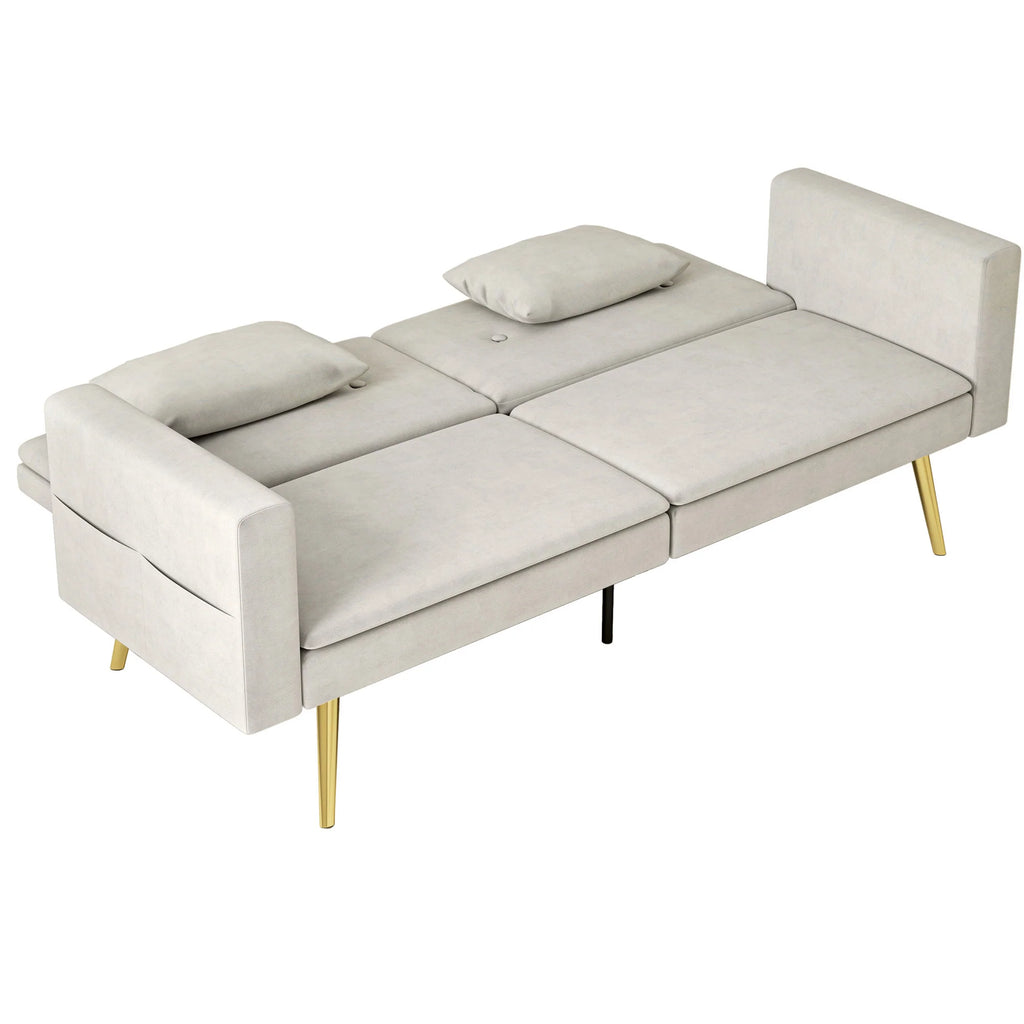 HOMCOM Schlafsofa 2-Sitzer mit 3-fach verstellbarer Rückenlehne, Seitentasche