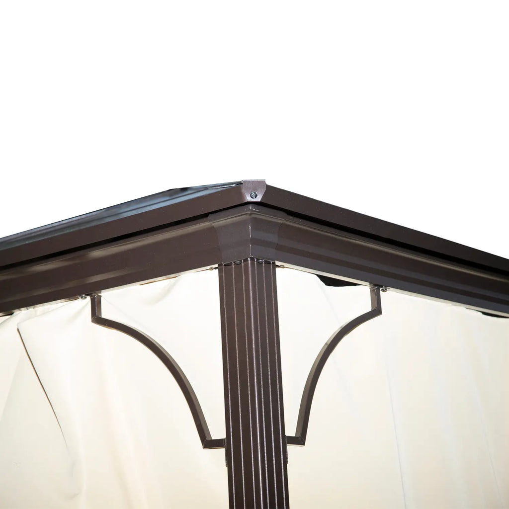 Outsunny Gartenpavillon Hardtop mit Polycarbonat-Dach Fliegennetz Alu