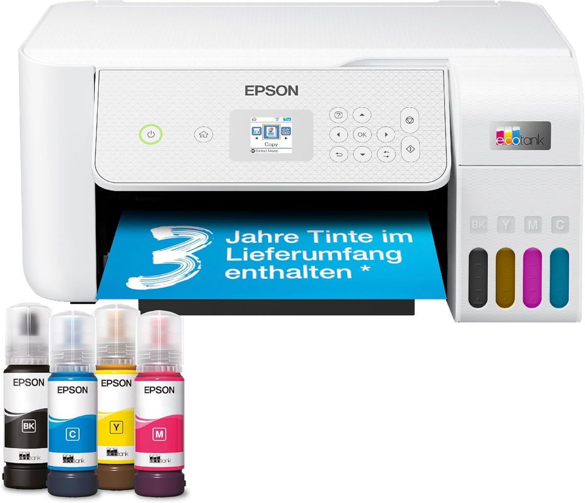 Epson EcoTank ET-2870 A4-Multifunktions-Wi-Fi-Tintentankdrucker, mit einem im Lieferumfang enthaltenen Vorrat an Tinten bis zu 3 Jahren