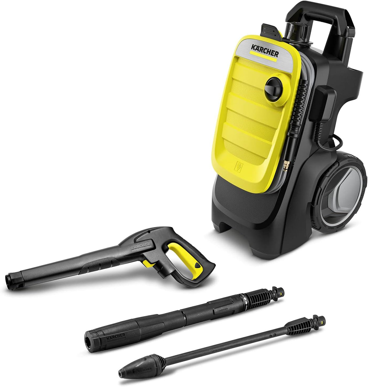 Kärcher Hochdruckreiniger K 7 Premium Power Home, Druck: 180 bar, Durchfluss: 600 l/h, Flächenleistung: 60 m²/h, Leistung: 3.000 W, Schlauchtrommel, mit Pistole, Dreckfräser, Strahlrohr