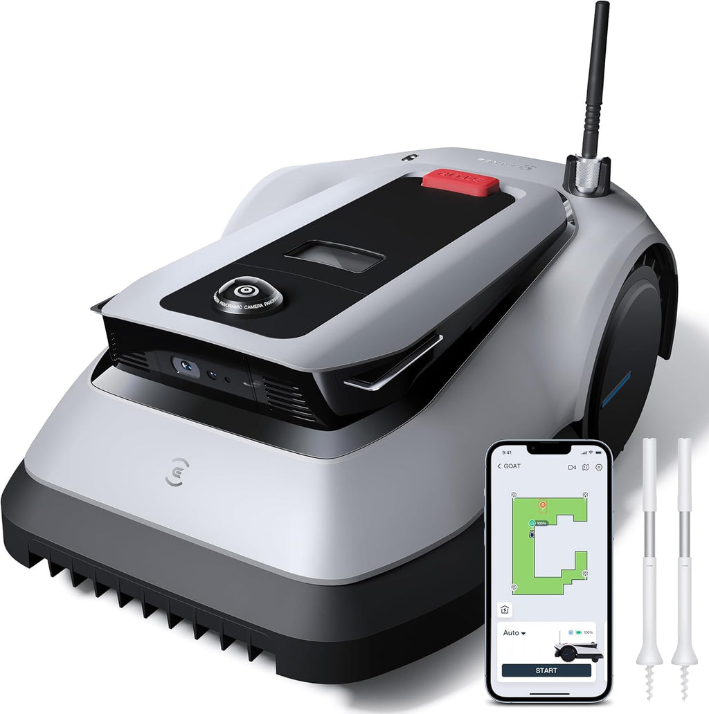 ECOVACS GOAT G1-800 Mhroboter ohne Begrenzungskabel 800㎡, Rasenmher Roboter mit TrueMapping-Multifusionslokalisierung,   Hindernisvermeidung, 16-Zonen-Management, 45% Steigung, Videomanager