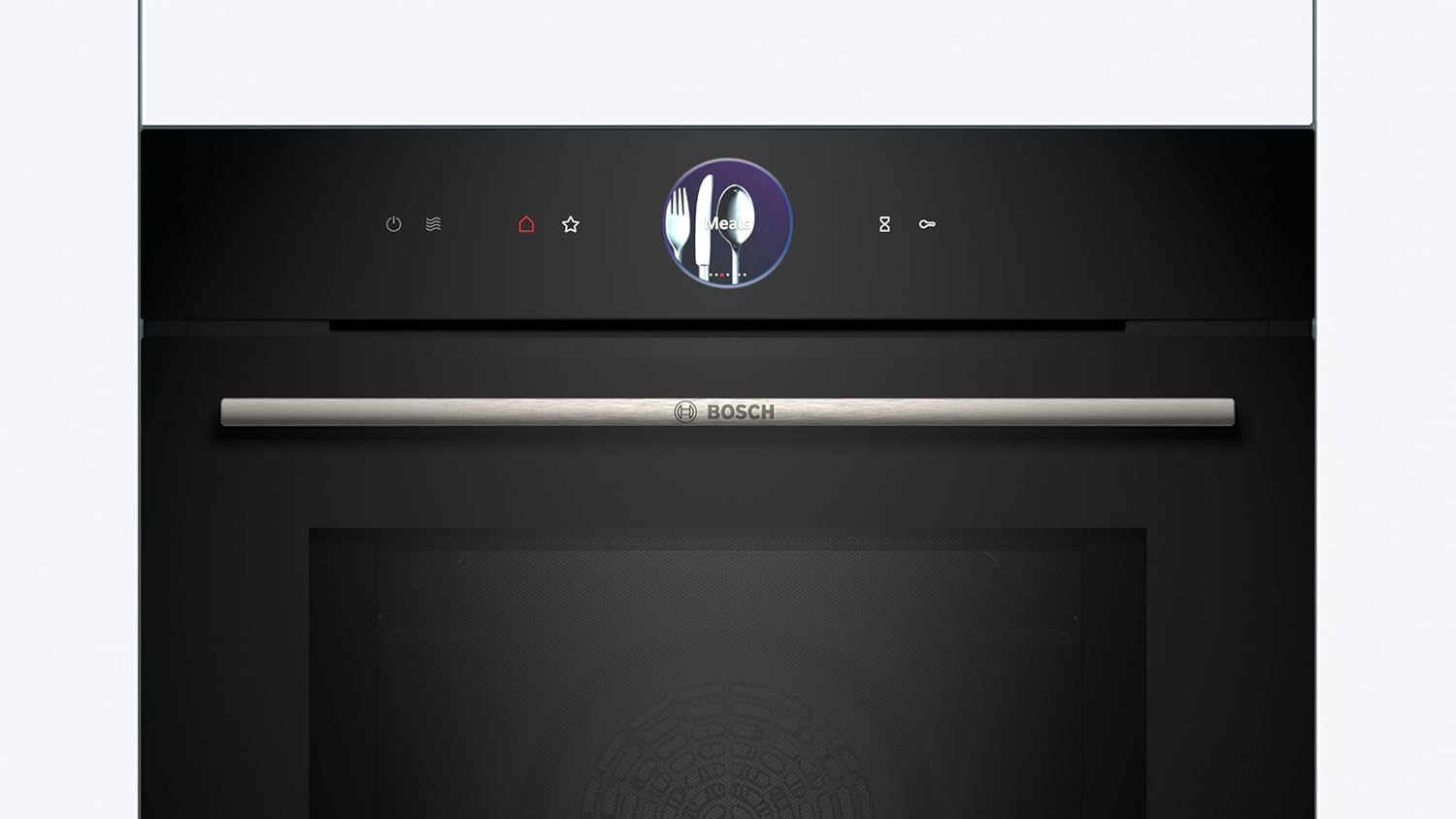 Bosch HMG7361B1, Serie 8 smarter Einbau-Backofen mit Mikrowellenfunktion, 60 x 60 cm, Made in Germany, Schwarz, Air Fry, Digitaler Bedienring, Touchdisplay, Automatikprogramme, Reinigungsunterstützung