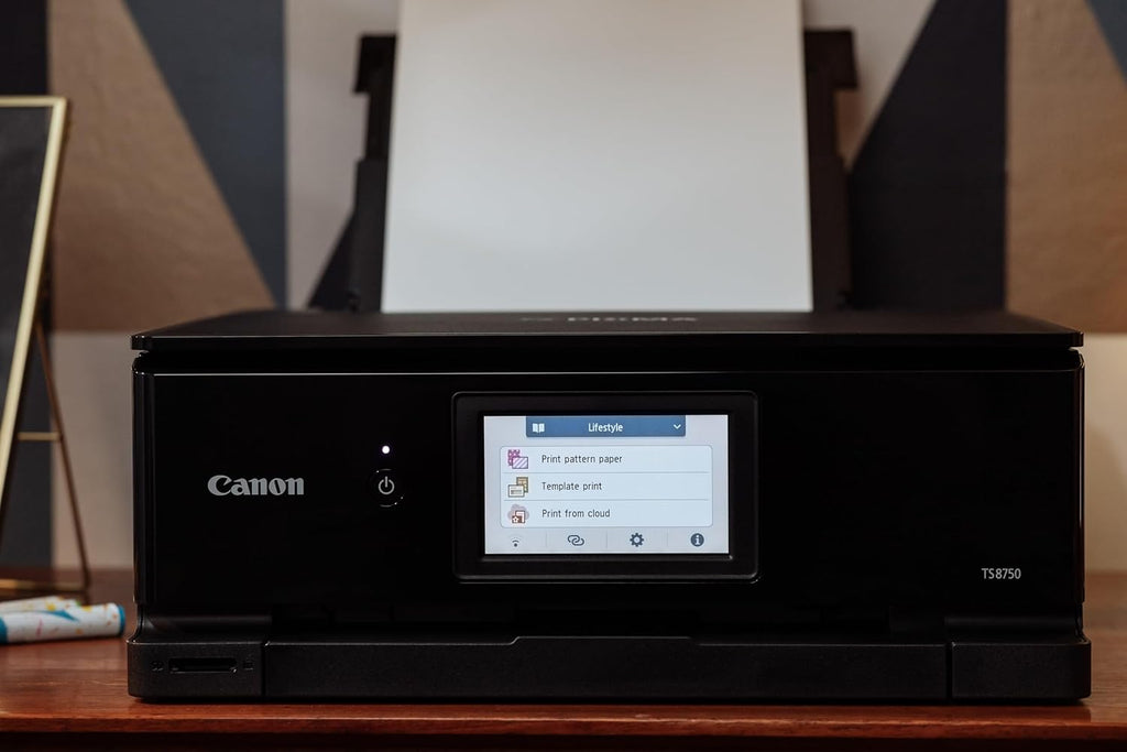 Canon PIXMA TS8750 Multifunktionsdrucker 3in1 (Tintenstrahl,Drucken, Kopieren, Scannen, A4, 10,8 cm Touch LCD, WLAN, Duplexdruck, 2 Papierzuführungen, 2 x 100 Blatt, 6 Separate Tinten) schwarz