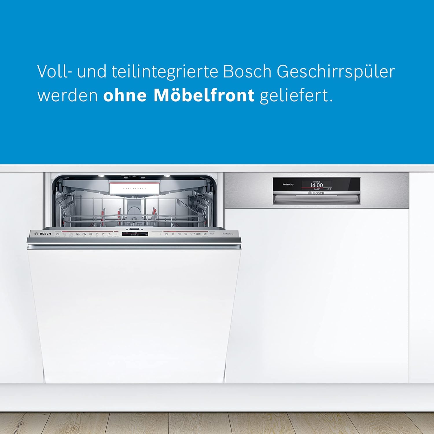Bosch SMU4ECS28E, Serie 4, Smarter Unterbau-Geschirrspüler 60 cm, Besteckschublade, Spülmaschine Made in Germany, besonders Leise, Extra Trocknen, schneller sauberes Geschirr, Ferndiagnose, Edelstahl