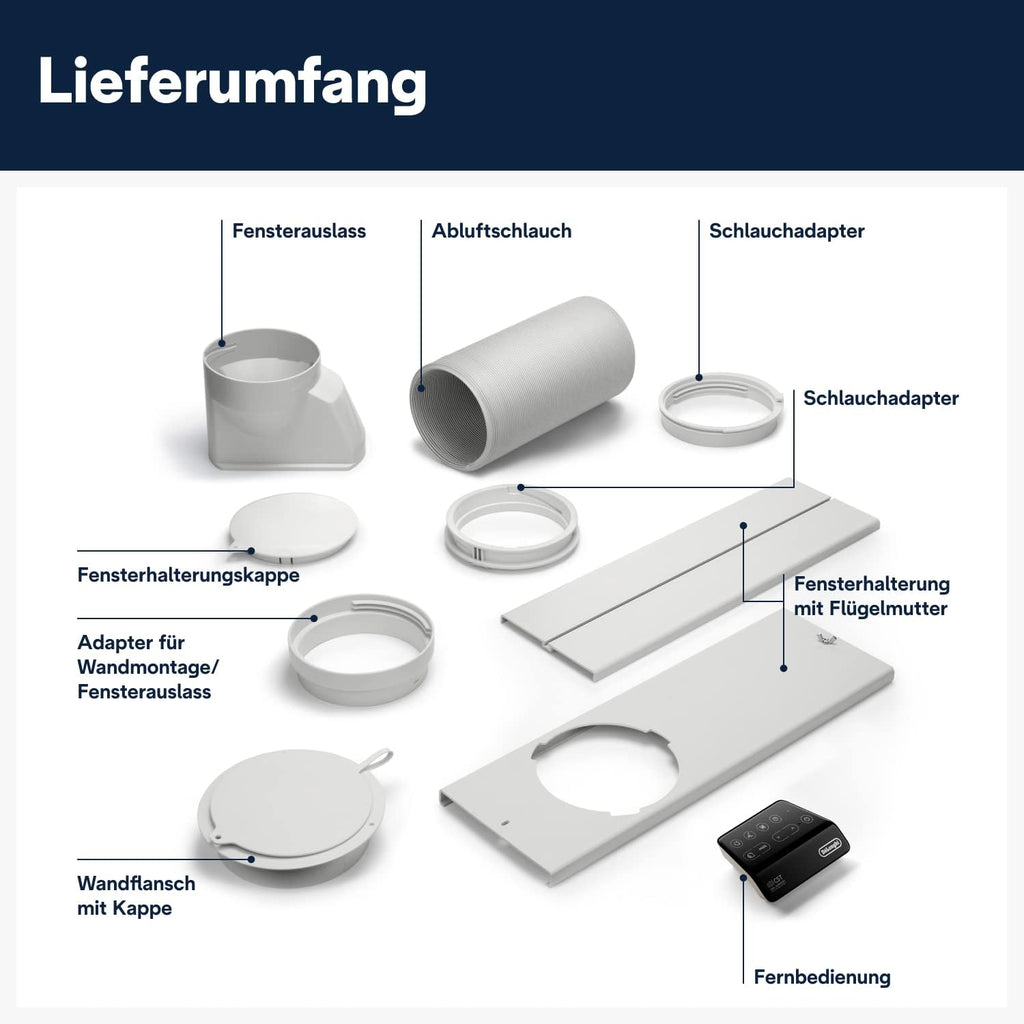 De'Longhi Pinguino PAC EL112 CST mobiles Klimagerät mit Abluftschlauch, Klimaanlage Für Räume bis 110 m³, Luftentfeuchter, Ventilationsfunktion, 24h-Timer, Schwarz
