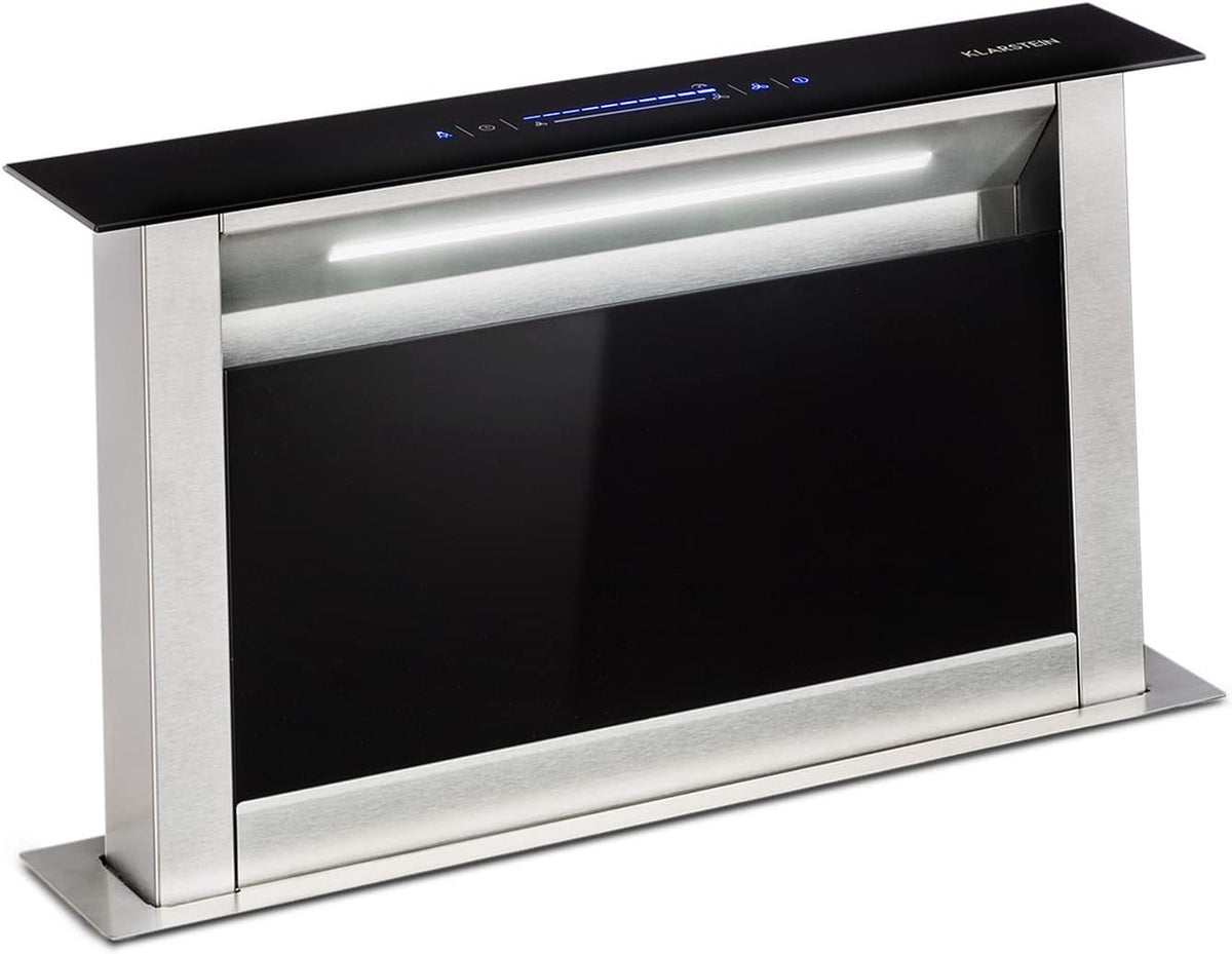Klarstein Downdraft-Dunstabzugshaube, Versenkbare Abzugshaube, Leise Dunstabzugshauben mit Filter, Dunstabzugshaube 60cm, Umluft/Abluft Dunsthaube mit 10 Stufen, Dunstabzug 576 m³/h Luftstrom