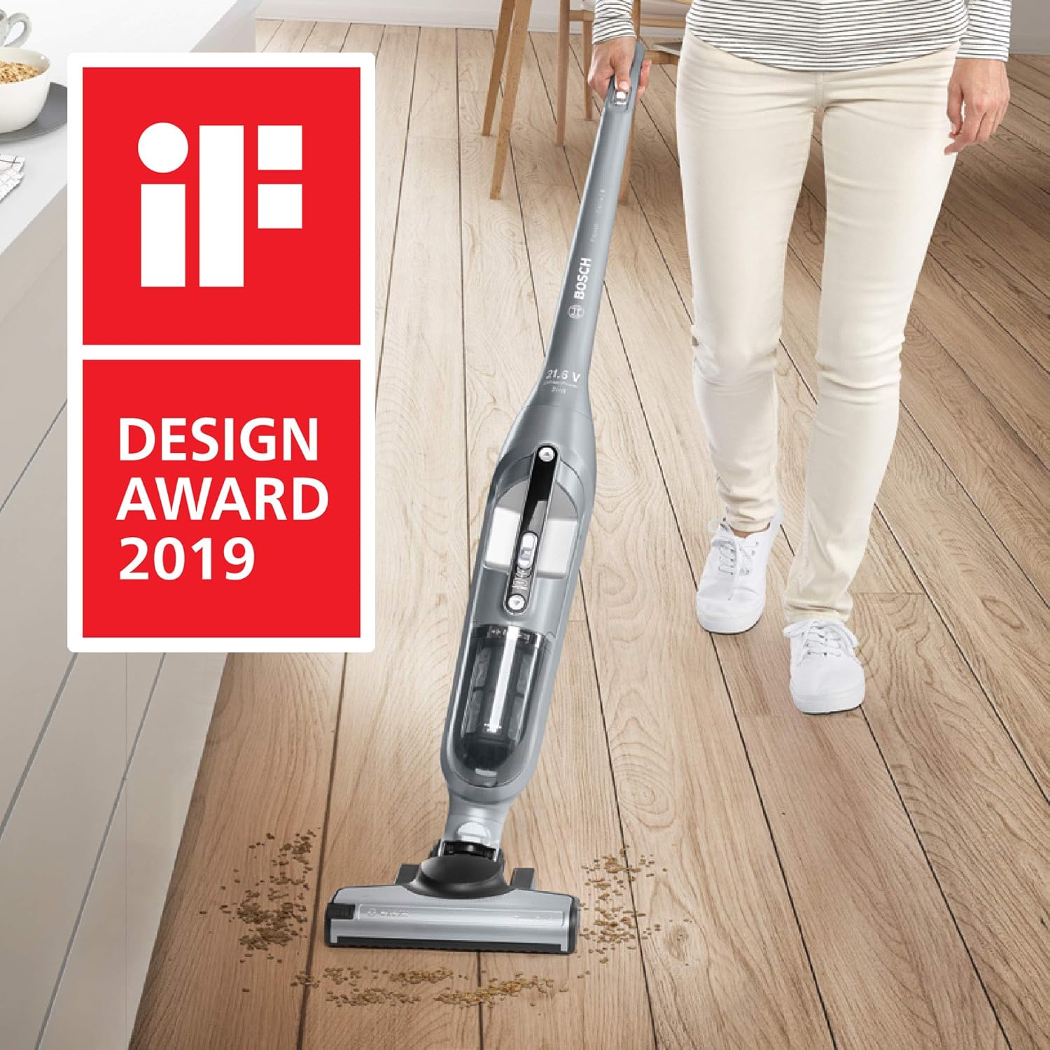 Bosch Akku-Staubsauger Flexxo 2in1 Serie 4 BBH32101, kabelloser Handstaubsauger, beutellos, hohe Saugleistung, Lange Laufzeit, Kurze Ladezeit, Fugendüse, alle Bodenarten, schwarz