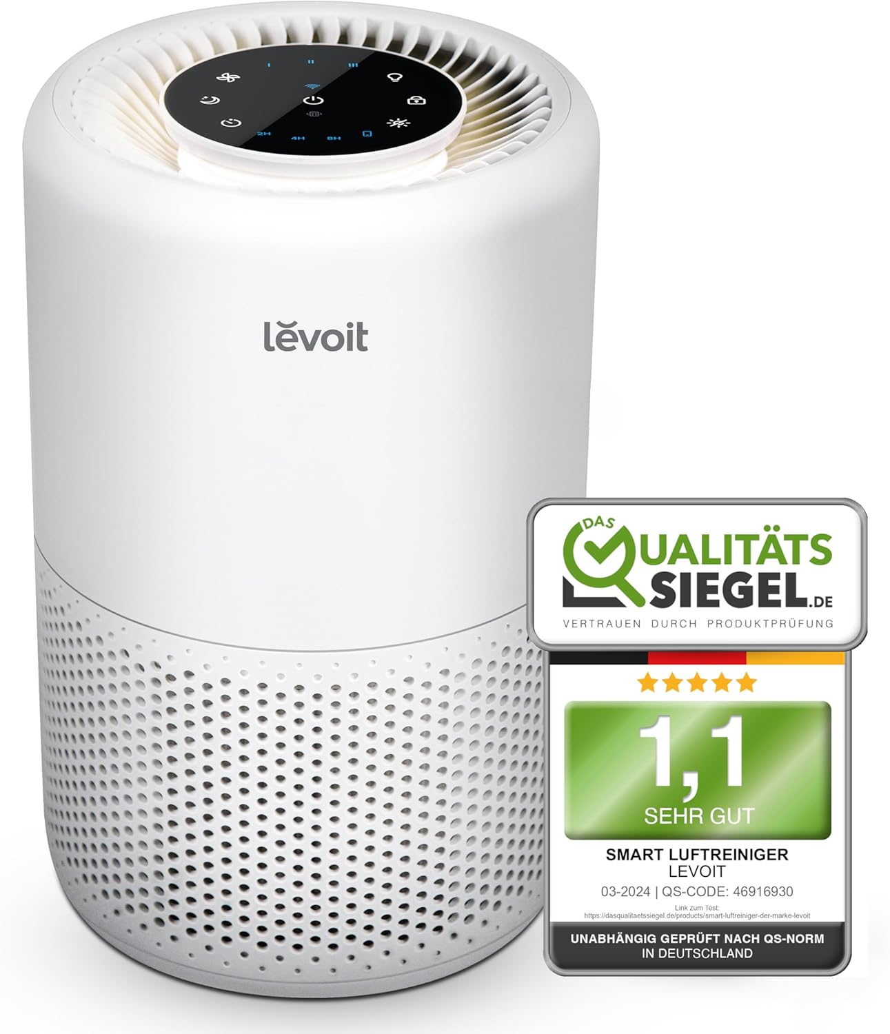 Rowenta QU5062 Eclipse 3in1 Luftreiniger | Heizlüfter | Ventilator | filtert 99,9% der Partikel | für 30 m2 Raumgre | schnelle Heizung bis zu 35°C | automatischer Tag- und Nachtmodus | Schwarz/Grau
