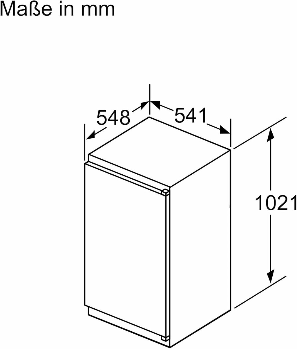 NEFF KI1311SE0, N 30, Einbaukühlschrank, 102,5 x 56 cm, 165 L Kühlen, Made in Germany, Leise, Sicherheitsglas, FreshSafe Schublade, Eco Air Flow für konstante Innentemperatur, Schleppscharnier