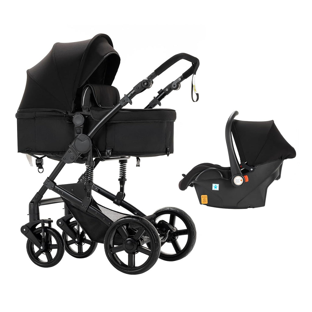3 in 1 Kombikinderwagen 3 in 1 Reisesysteme Kinderwagen Infant Hochlandschaft Liegender Buggy Kinderwagen Neugeborenen Kinderwagen Faltbarer Standardkinderwagen (906 White)