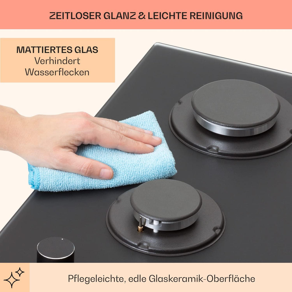 Klarstein Gasherd, Einbau-Gasherd für Propan Gasflasche, Gaskochfeld 4 Flammig, Gasherd für Küche, Camping & Wohnmobil, 8000 W Kochplatte, LPG Gaskocher, Herdplatte für Propangas, Edelstahl Gas-Herd