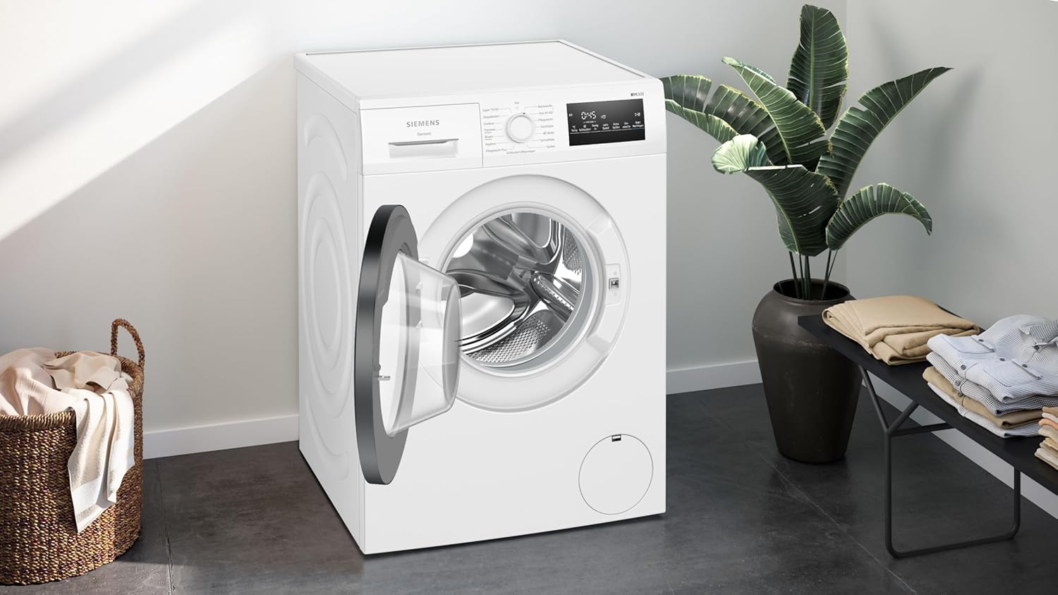 Siemens WM14N223 Waschmaschine iQ300, Frontlader mit 7kg Fassungsvermgen, 1400 UpM, speedPack L, LED-Display,Outdoor-Programm, Wei, 60cm
